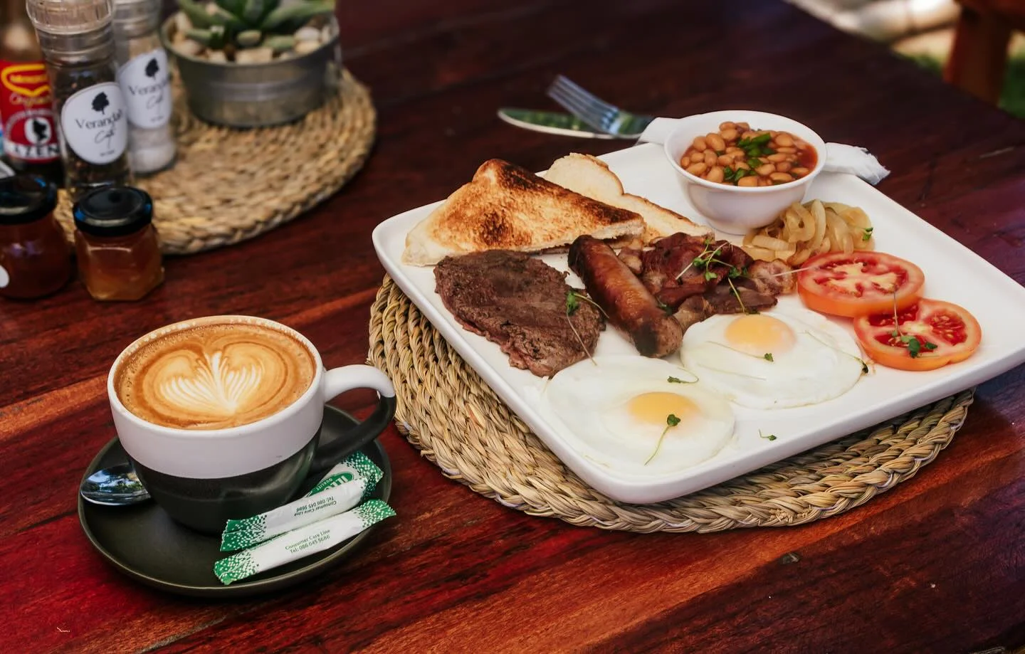 Delicious breakfast with coffee