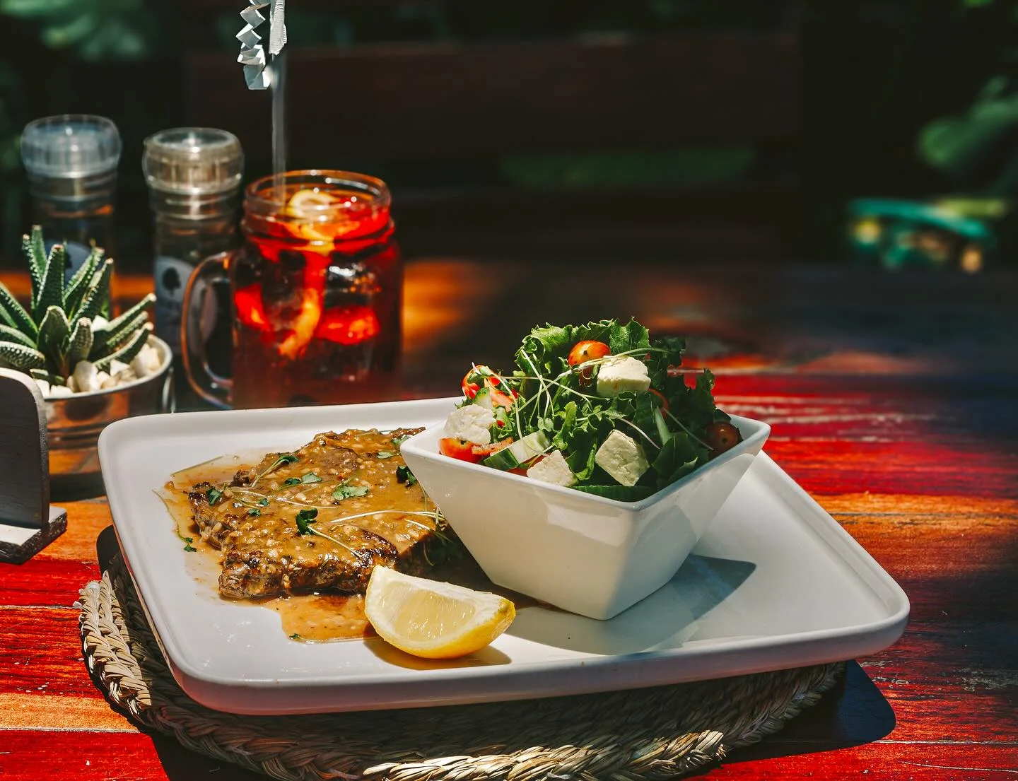 Steak and salad
