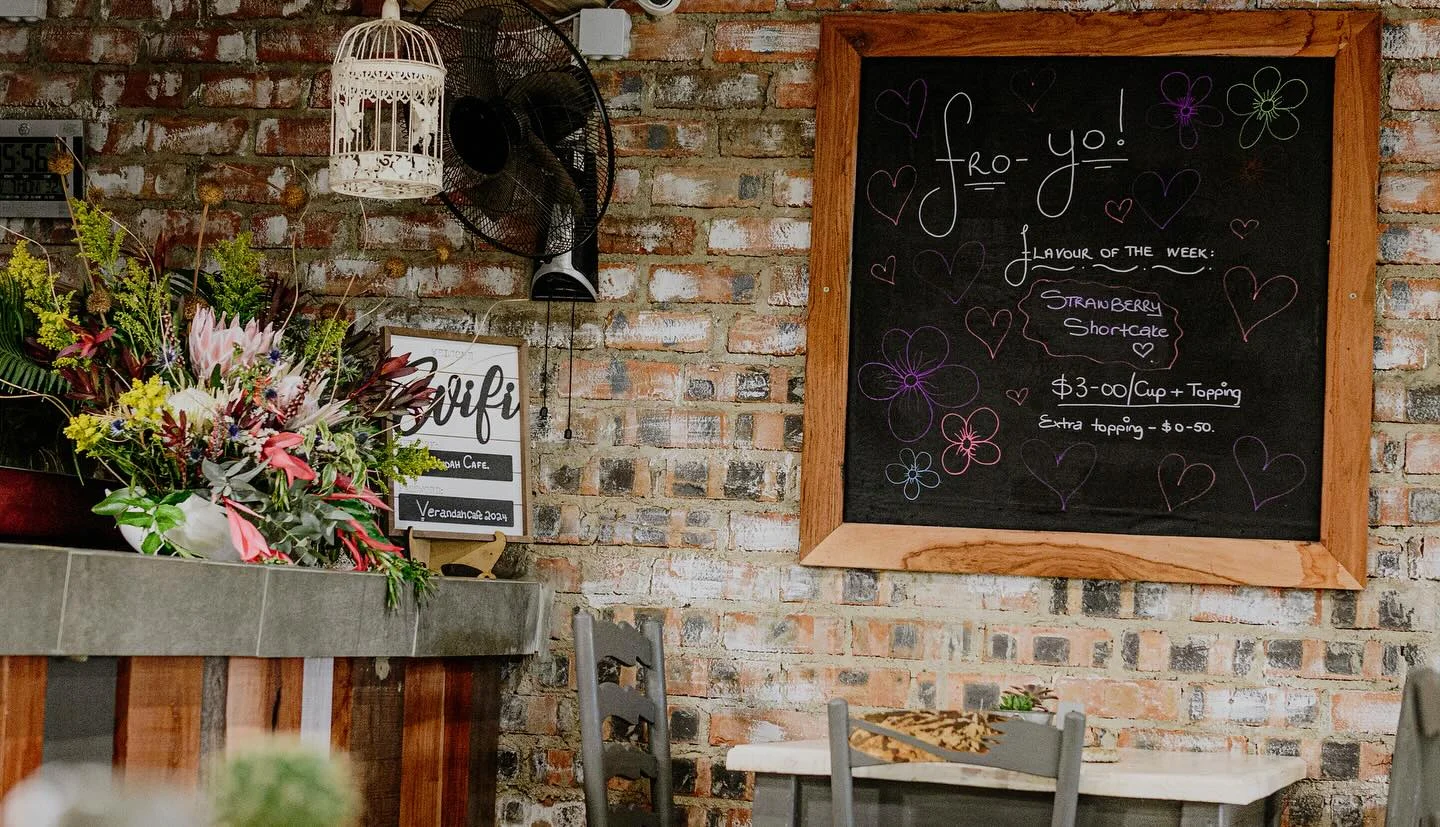 Wide angle shot of café chalkboard